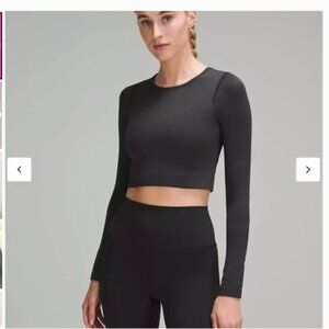 Lululemon Ebb to Street Long Sleeve Crop Shirt - Black - Size 6